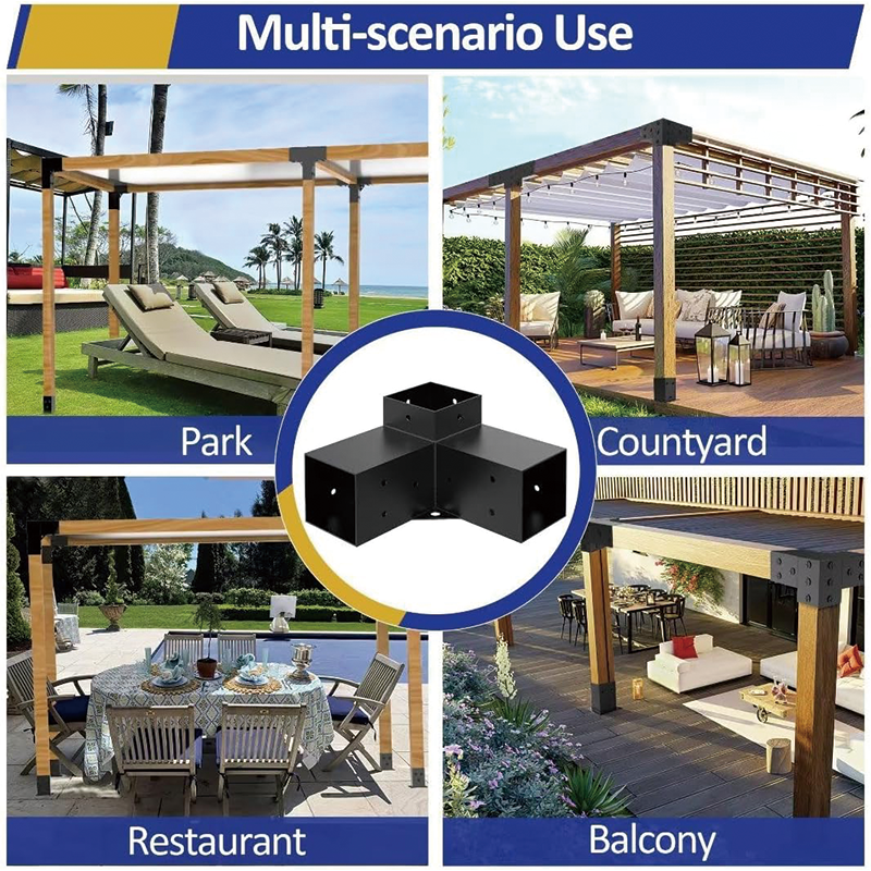 Heavy Alloy Steel Pergola Kit 4''x4'' with 3-Way Brackets,DIY Pergola Brackets Suitable for Pergolas，Gardens，and Metal Gazebo Kits