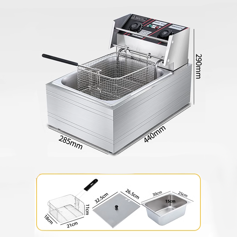 2500W Timed Commercial Deep Fryers Thickened Commercial Fryer Electric Fryer Single Cylinder Large Capacity Fried Chicken Potato Fritters Special Machine Equipment Timed Electric Fryer