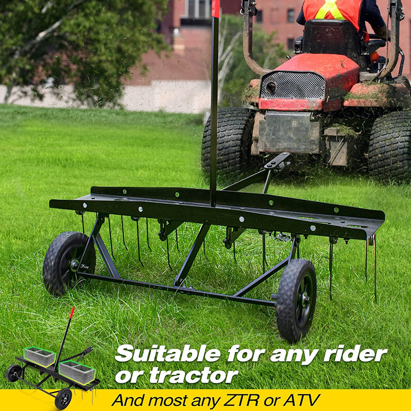 40 inch Tow Behind Dethatcher with 20 Spring Steel Tines Lawn Sweeper for Outdoor Yard Tools Lawn Care