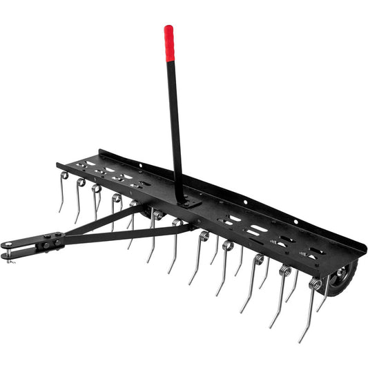 Dethatchers 48inch Tow Behind Dethatcher with 24 Spring Steel Tines for Outdoor Yard Tools Lawn Care