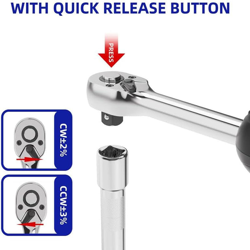 3/8 Inch Drive Digital Torque Wrench 5.02-99.57 ft.lb/6.8-135 Nm Heavy Duty Torque Wrench