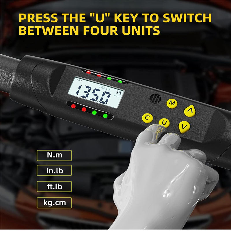 1/2 Inch Drive Digital Torque Wrench 17-340n.m Torque Range Acc to ±2% with LED Buzzer