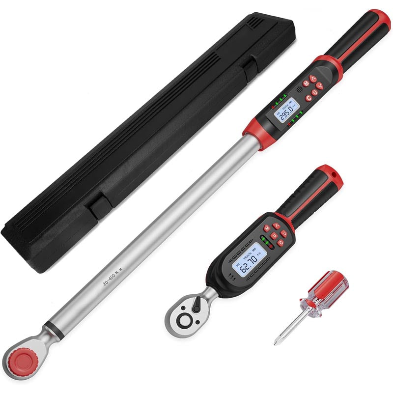 Digital Torque Wrench Set 2Pcs 3/8" (3.1-62.7Ft.lb/4.2-85Nm) & 1/2" (14.7-295Ft.lb/20-400Nm) with Buzzer, LED Indicator