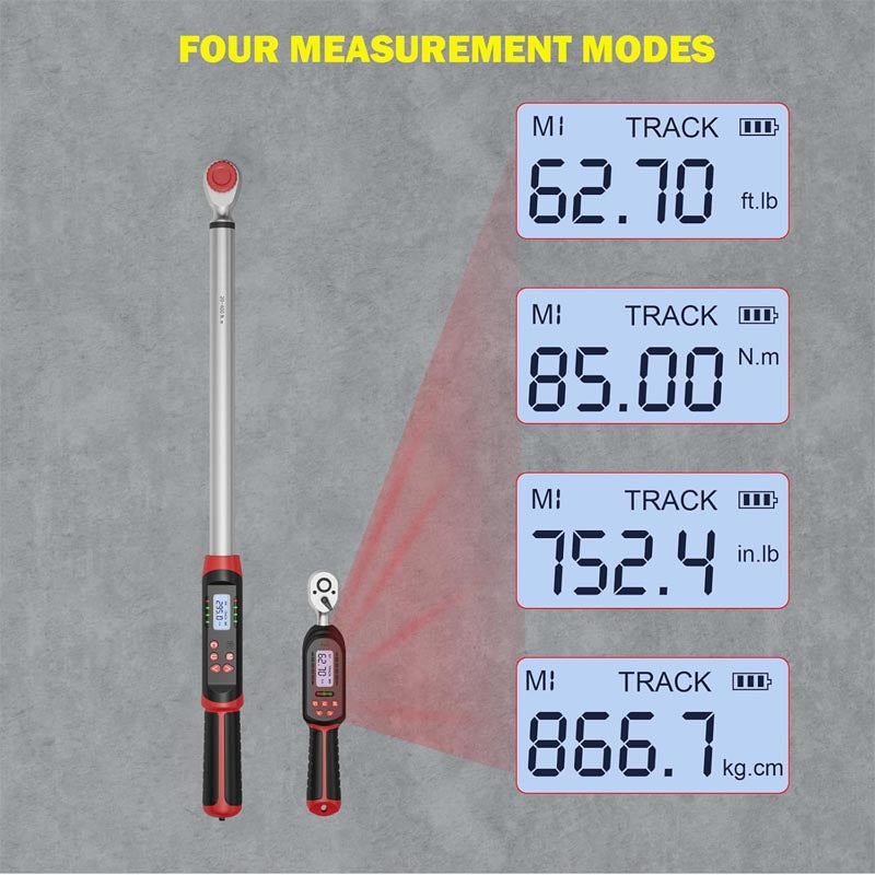 Digital Torque Wrench Set 2Pcs 3/8" (3.1-62.7Ft.lb/4.2-85Nm) & 1/2" (14.7-295Ft.lb/20-400Nm) with Buzzer, LED Indicator