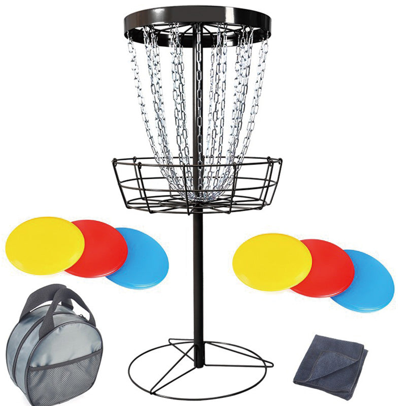 Disc Golf Basket, 24-Chains Portable Disc Golf Target Hole, Heavy Duty Steel Practice Disc Golf Basket Stand Equipment, Indoor & Outdoor Pro Golf Basket Set with 6 Discs