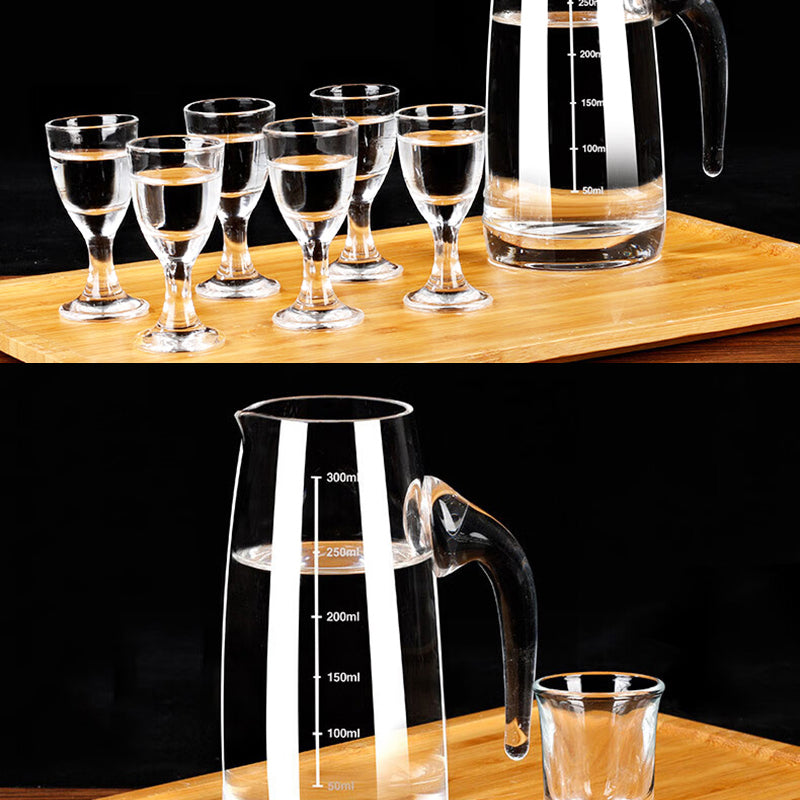 Household White Spirits Cup Set Wine Dispenser Small Spirits Cup One Cup Chinese Restaurant Use 1 Pot 6 Cups Size