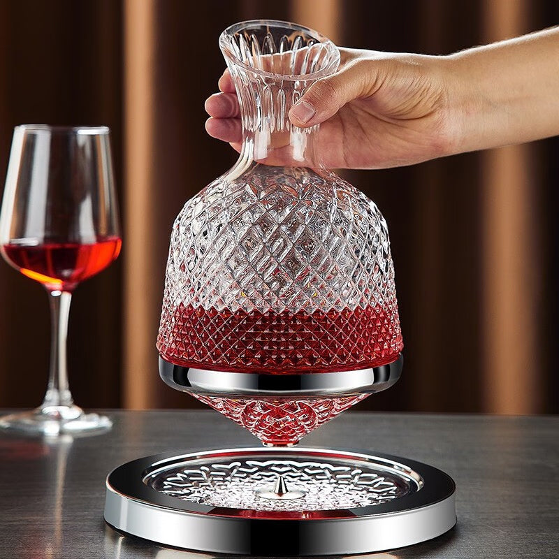 Rotating Red Wine Decanter Wine Dispenser Crystal Glass Creative Gyro Household Wine Dispenser 1500Ml Silver