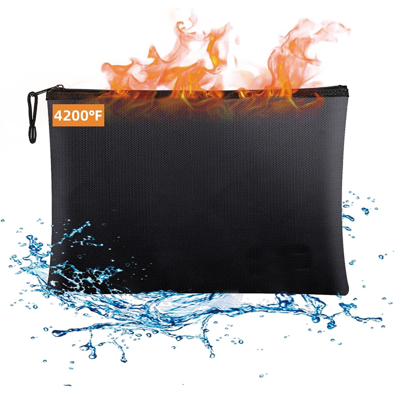 Fireproof Document Bags, 2000℉ 14.2”x 10.0”Waterproof and Fireproof Money Bag,with Zipper for Document Holder,File,Cash and Tablet