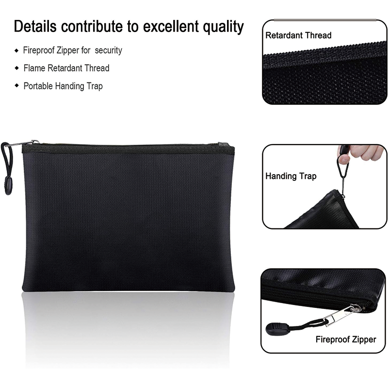 Fireproof Document Bags, 2000℉ 14.2”x 10.0”Waterproof and Fireproof Money Bag,with Zipper for Document Holder,File,Cash and Tablet