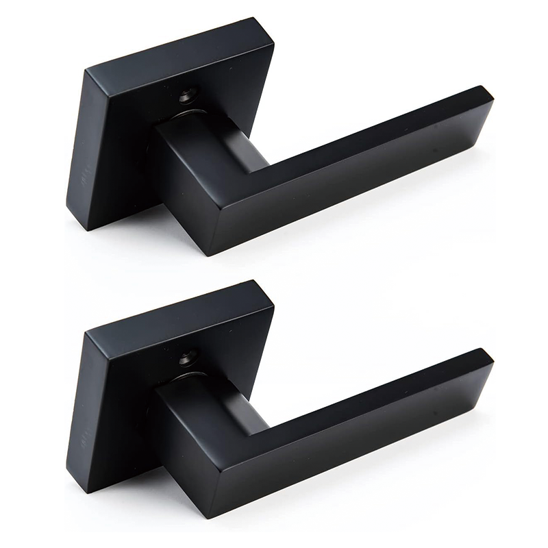 Dummy Door Handles Lever 2 Pack,Contemporary Half-Dummy Lever Non-Turning Pull Only,Reversible for Right and Left Sided Doors,For Pantry, Closet, and French Doors, Matte Black