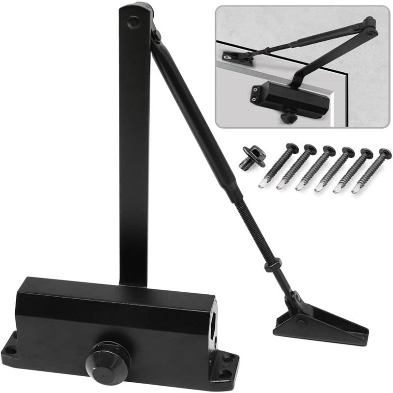 Door Closer Applies Regular Top Jamb Mounting Adjustable Automatic Size 3 Door Closer Easy Install Black