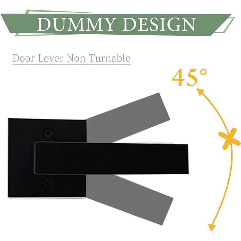 Dummy Door Handles Lever 2 Pack,Contemporary Half-Dummy Lever Non-Turning Pull Only,Reversible for Right and Left Sided Doors,For Pantry, Closet, and French Doors, Matte Black