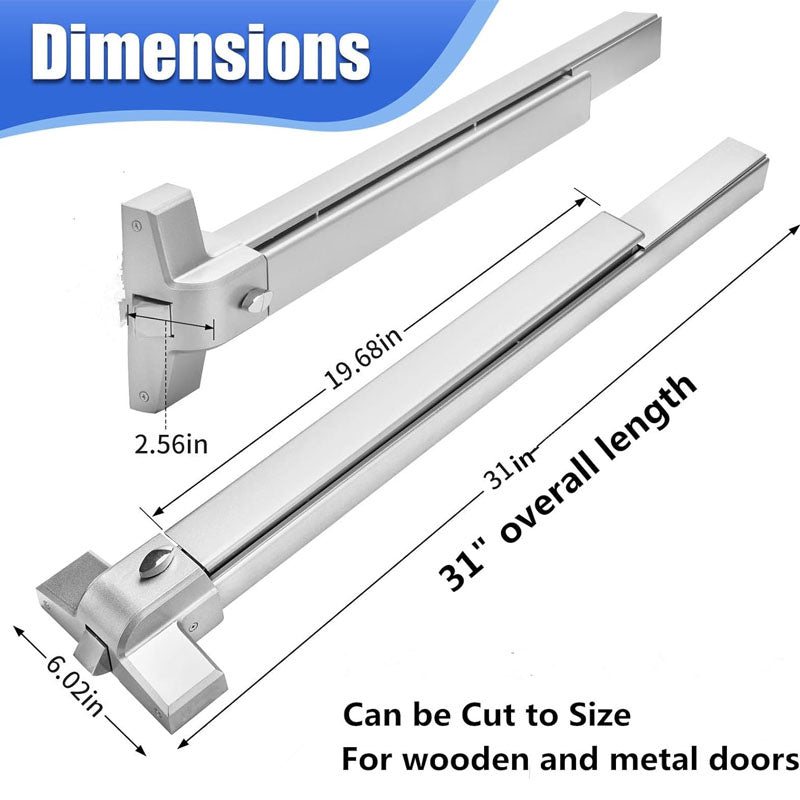 Door Push Bar 31 inch Panic Bars for Exit Doors Stainless Steel Emergency Exit Panic Door Hardware