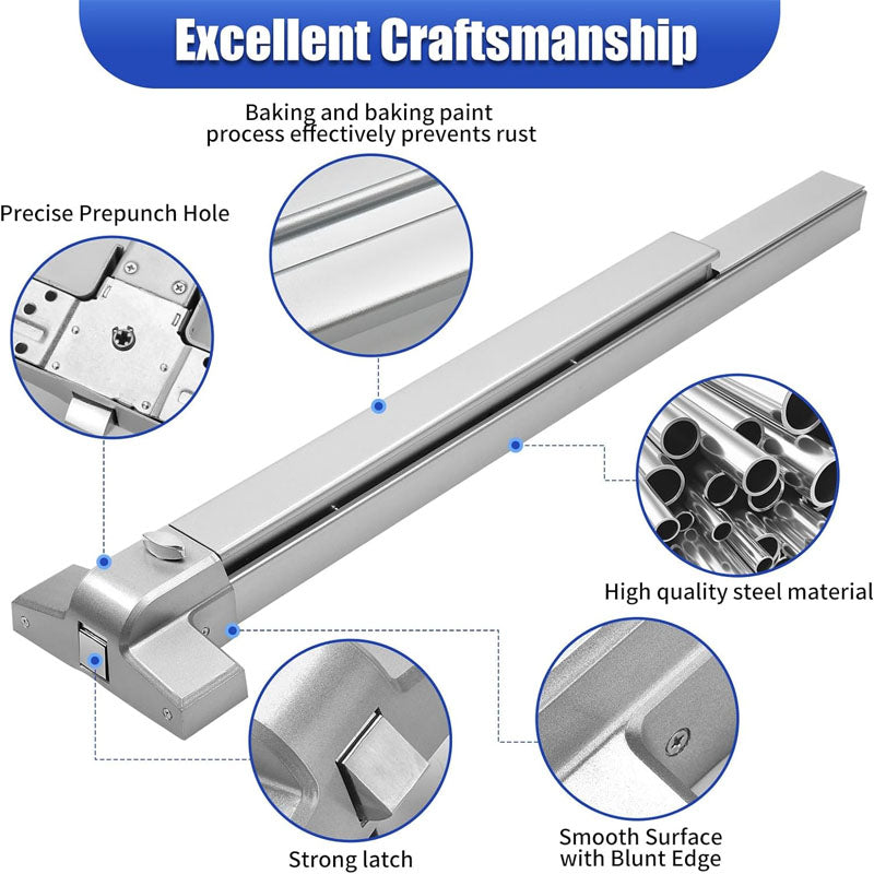 Door Push Bar 31 inch Panic Bars for Exit Doors Stainless Steel Emergency Exit Panic Door Hardware