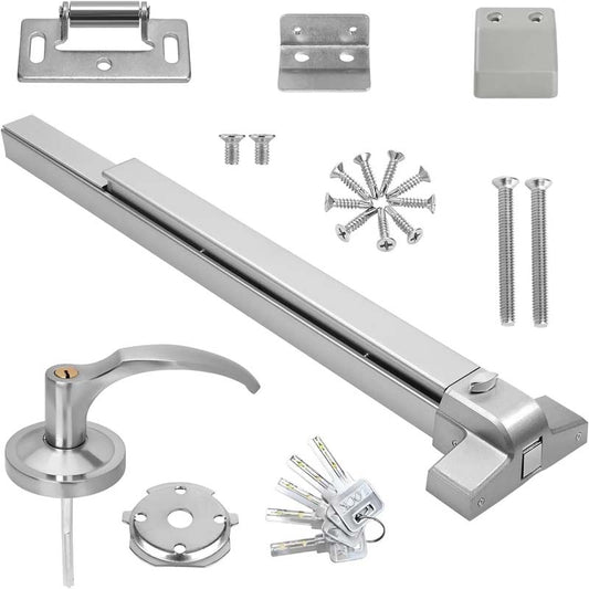 Door Push Bar 80cm/31.5” Stainless Steel Door Push Bar with Exterior Lever for 31"-47" Wood Metal Door