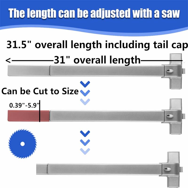 Door Push Bar 80cm/31.5” Stainless Steel Door Push Bar with Exterior Lever for 31"-47" Wood Metal Door