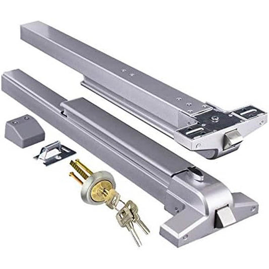 Door Push Bar with Exterior Lever Emergency Lock Stainless Steel for Exit Doors  Metal Wood Door