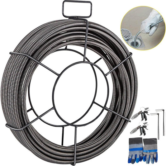 Drain Cleaning Equipment 100 Feet x 1/2 Inch Solid Core Drain Cleaning Cable for Clog Pipe Sewer Auger Snake