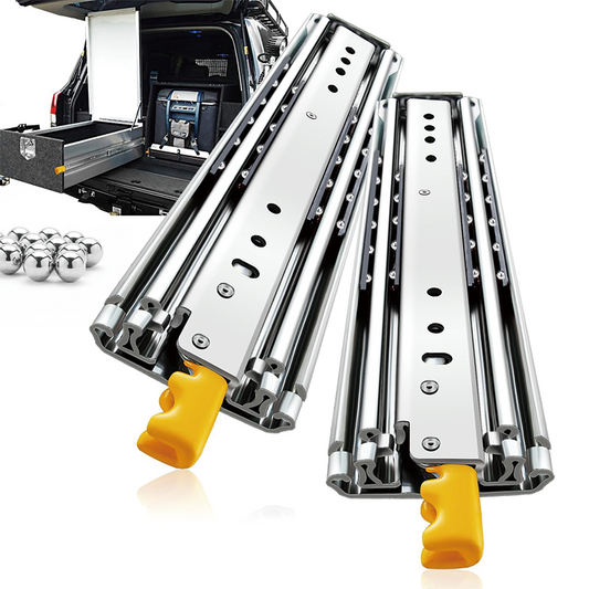 Heavy Duty Drawer Slides with Lock 24" Length,Full Extension Side Mount Ball Bearing Locking Rails Track Glides Runners Load 485 Lbs,1 Pair