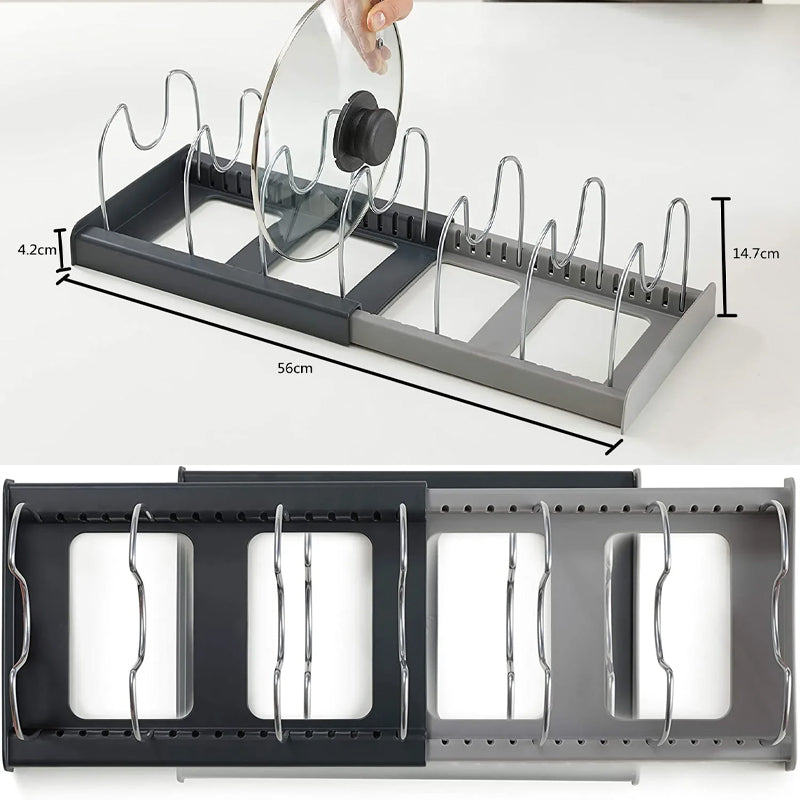 7 Expandable Kitchen Organizer Storage Cabinet Stainless Steel Kitchen Holder Pans Pots Lid Organizer Rack