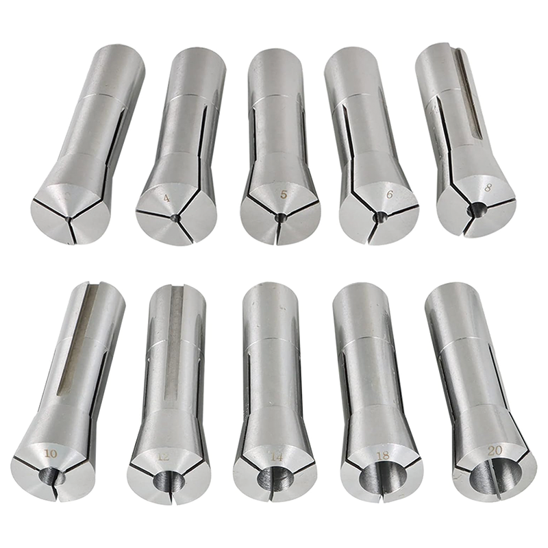 10 pcs Precision R8 Collet Chuck Spring Collet Set, Round Collet Set 3-20MM Fit for CNC Engraving Machine and Milling Lathe Tool