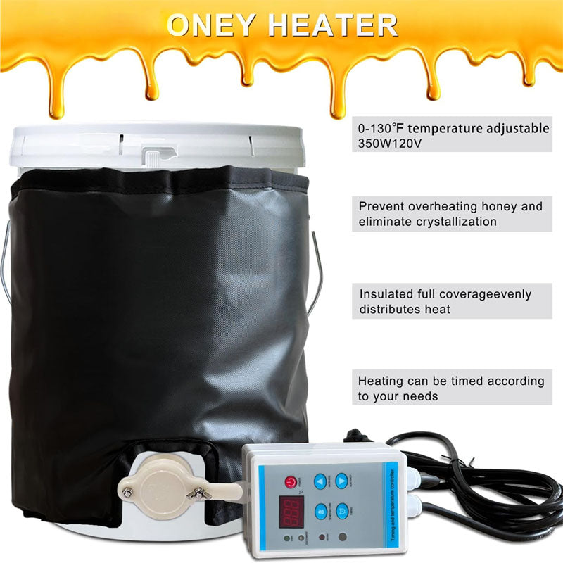 5Gal Band Heater Drum Heating Blanket Honey Heater Fixed Internal Thermostat and Timers Max Temp 130℉ 350W 120V