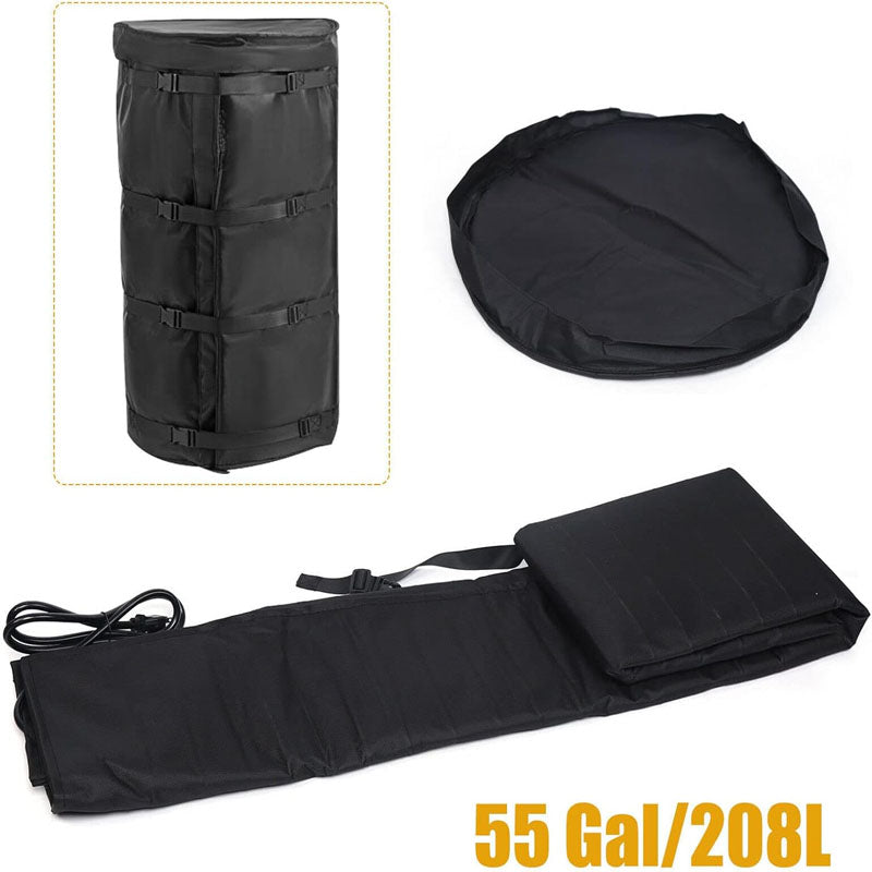 55 Gallons Drum Heating Blanket Heating Storage Tank Power Blanket Steel Drum Warming Heat Blanket 208L Black