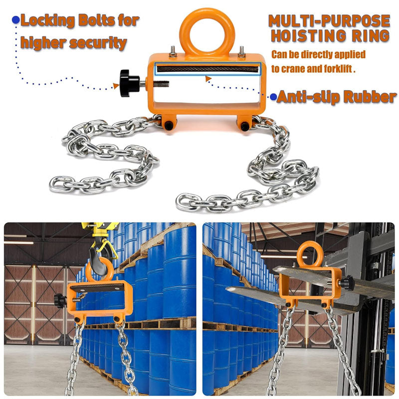 Drum Lifter Chain Drum Lifter 2200 lbs Capacity Upgraded Carbon Steel Hook for Plastic and Metal Drums