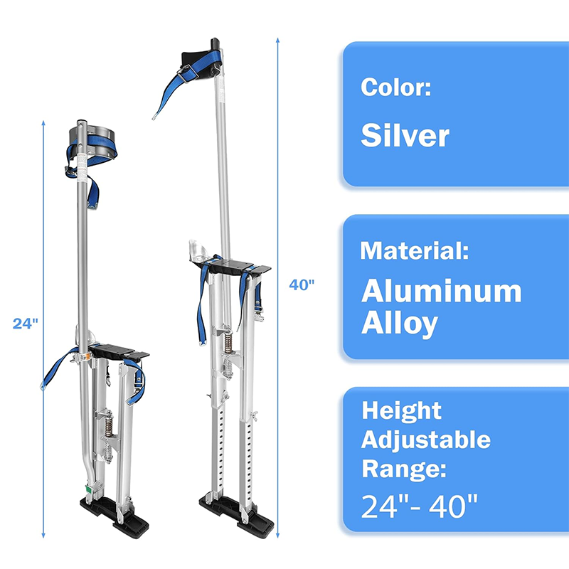 24-40 Inch Drywall Stilts Aluminum Tool Silver Stilts for Painters Silver