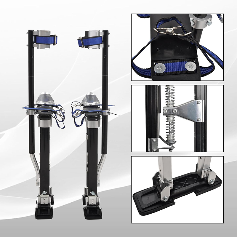 Drywall Stilts 18-30 Inch Height Adjustable Lift Aluminum Tool for Painting, Finishing, Trimming Branches, Cleaning - Black (18" - 30")