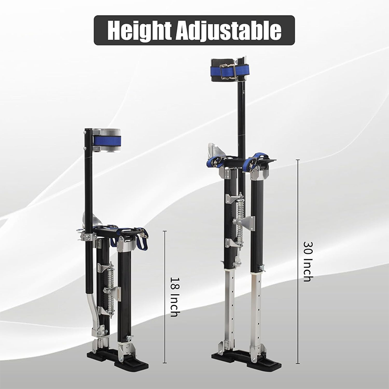 Drywall Stilts 18-30 Inch Height Adjustable Lift Aluminum Tool for Painting, Finishing, Trimming Branches, Cleaning - Black (18" - 30")