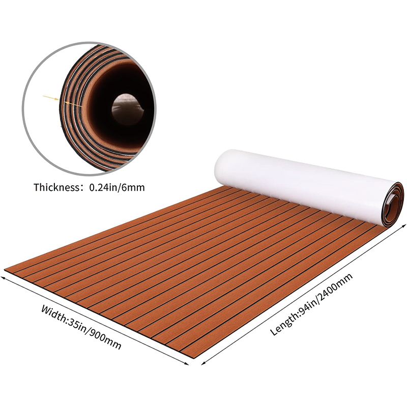 94.5''x36'' EVA Foam Teak Floor Decking Sheet,Non-Skid-Self-Adhesive Flooring Synthetic Deck,Marine Yacht RV Boat Flooring Mats