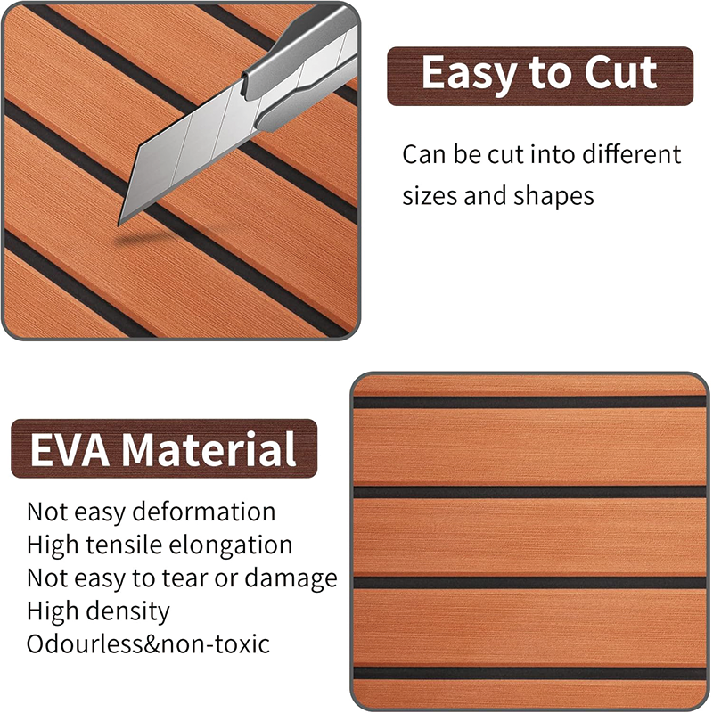 94.5''x36'' EVA Foam Teak Floor Decking Sheet,Non-Skid-Self-Adhesive Flooring Synthetic Deck,Marine Yacht RV Boat Flooring Mats