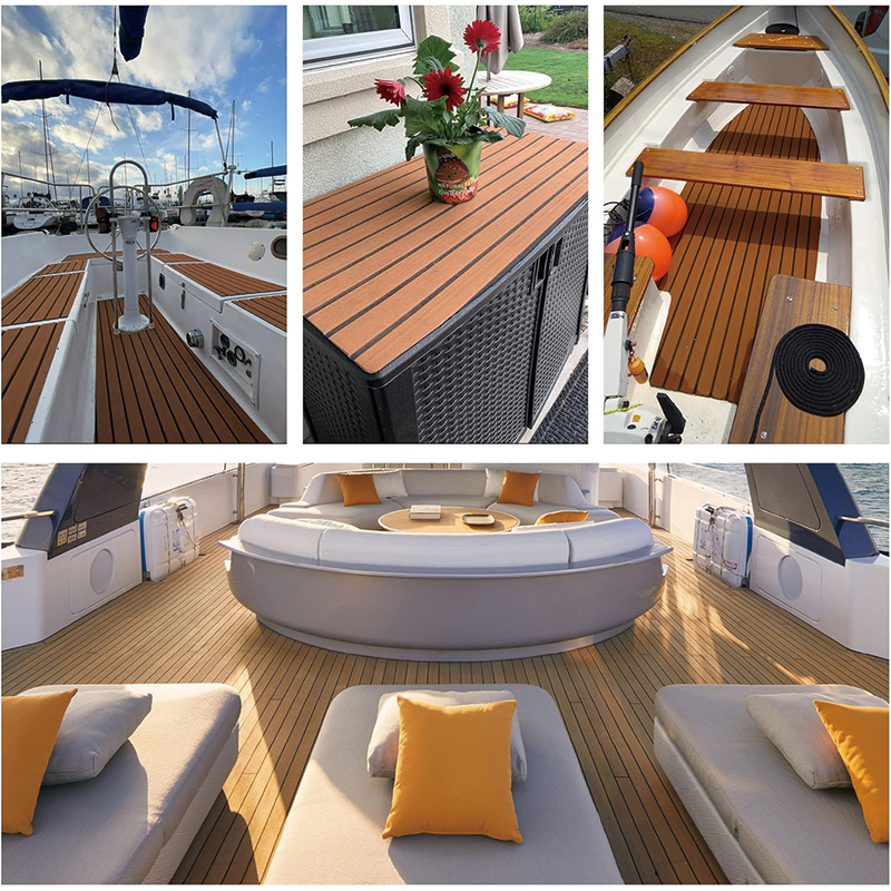 94.5''x36'' EVA Foam Teak Floor Decking Sheet,Non-Skid-Self-Adhesive Flooring Synthetic Deck,Marine Yacht RV Boat Flooring Mats