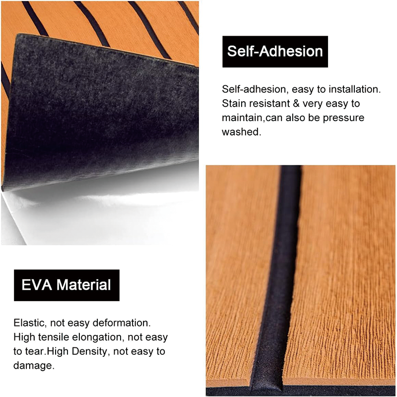 EVA Foam Teak Floor Decking Sheet,94.5''x31.5'',for Boat Yacht Non-Slip and Self-Adhesive Sea Deck Boat Flooring Pad Swimming Pool Mat