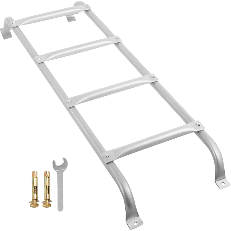 Egress Ladder 4 Step Basement Exit Ladder, 400 lb Load Capacity Metal Basement Ladder, 53" x 15.5" (L x W) Exit Window Ladder, Silver Polished Finish, for Exit Window Wells