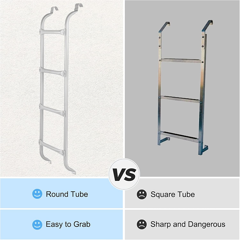 Egress Ladder 4 Step Basement Exit Ladder, 400 lb Load Capacity Metal Basement Ladder, 53" x 15.5" (L x W) Exit Window Ladder, Silver Polished Finish, for Exit Window Wells