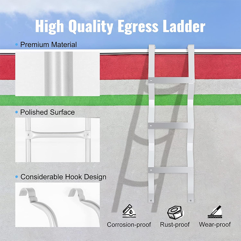 Egress Ladder 3 Step Basement Exit Ladder, 400 lbs Weight Capacity Aluminum Basement Ladder, 49.7" x 14.8" (L x W) Exit Window Ladder, Silver Polished Finish, for Egress Window Wells