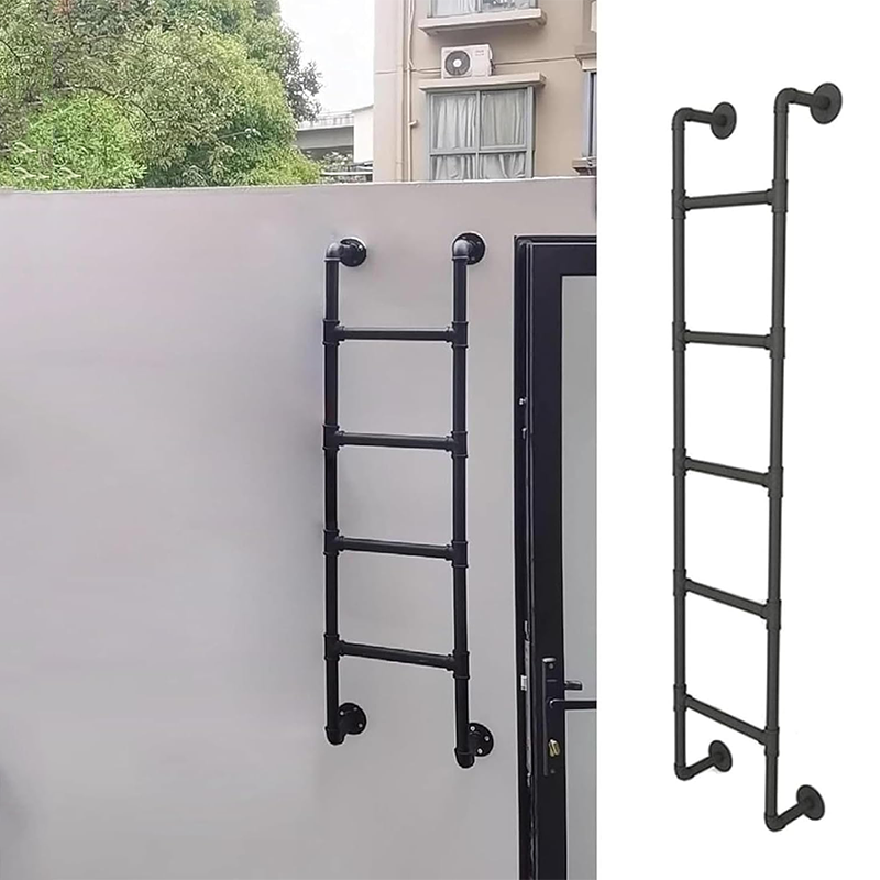 Egress Ladder, Home Attic Wall Mount Metal Ladder, 8ft High Entry Exit Ladder, Heavy Duty Wall Mounted Hanging Ladder for Outdoor Roof/Garage, 330lbs Load-bearing (Size: 8ft/2.4m/94.5in)