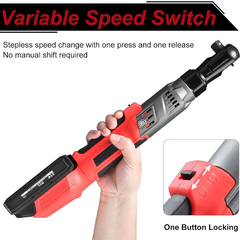 21V 3/8" Cordless Ratchet Wrench Kit, 74 ft. lbs Electric Ratchet, Variable Speed Electric Ratchet, 8 Sockets, 3" Extension Pole