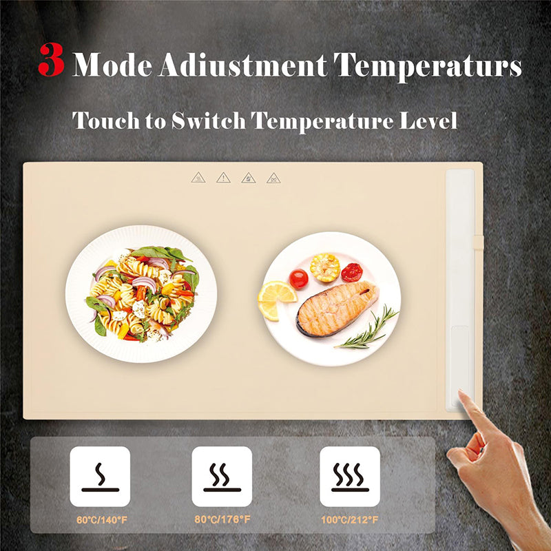 Portable Silicone Food Warmer Heater Mat Electric Warming Tray with Adjustable Temperature Versatile Food Warmer