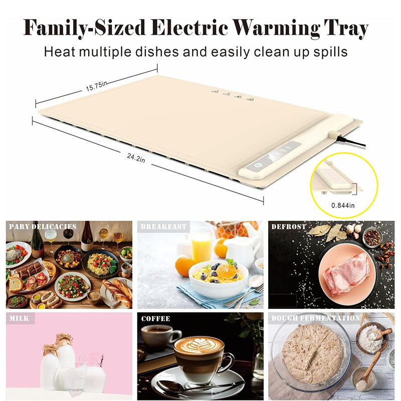 Portable Silicone Food Warmer Heater Mat Electric Warming Tray with Adjustable Temperature Versatile Food Warmer