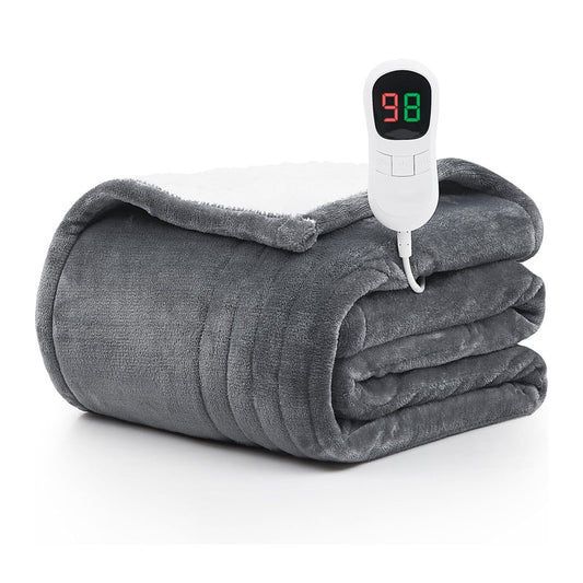 Heated Blanket Electric Throw 50" x 60" Twin Size Throw 1/2/4/6/8 Hours Auto-off 10 Heat Level Heat Blanket