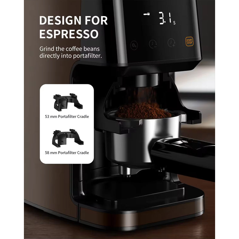 New Conical Burr Coffee Grinder Electric For Espresso With Precision Electronic Timer, Touchscreen Adjustable Coffee Bean