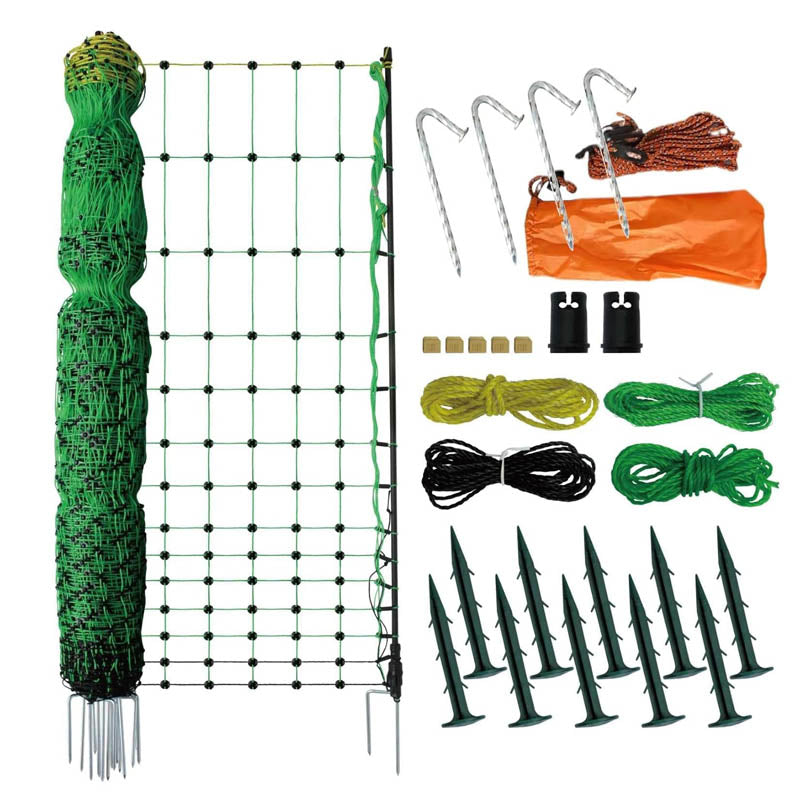 Electric Netting  47.3” x 98.5’ with Posts & Double-Spiked Stakes, Utility Portable Mesh for Chickens, Ducks, Geese, Rabbits