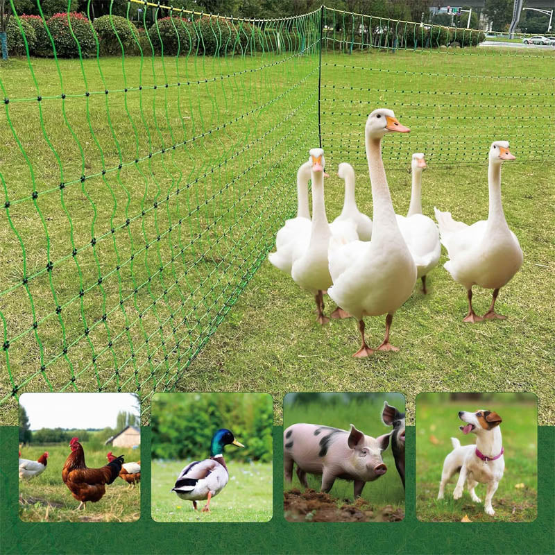 Electric Netting  47.3” x 98.5’ with Posts & Double-Spiked Stakes, Utility Portable Mesh for Chickens, Ducks, Geese, Rabbits