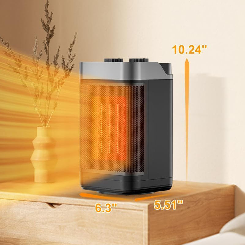 1500W Portable Electric Space Heater 2-Level Adjustable Quiet Ceramic Heater Fan 60°Oscillating Electric Heater for Bedroom Office Indoor Use