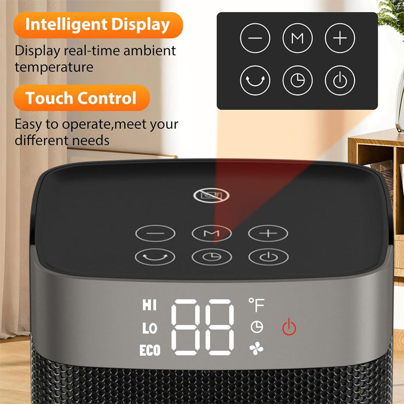 Electric Space Heaters with Thermostat Remote Control 16 inch 60°Oscillating, 4 Modes, 12h Timer