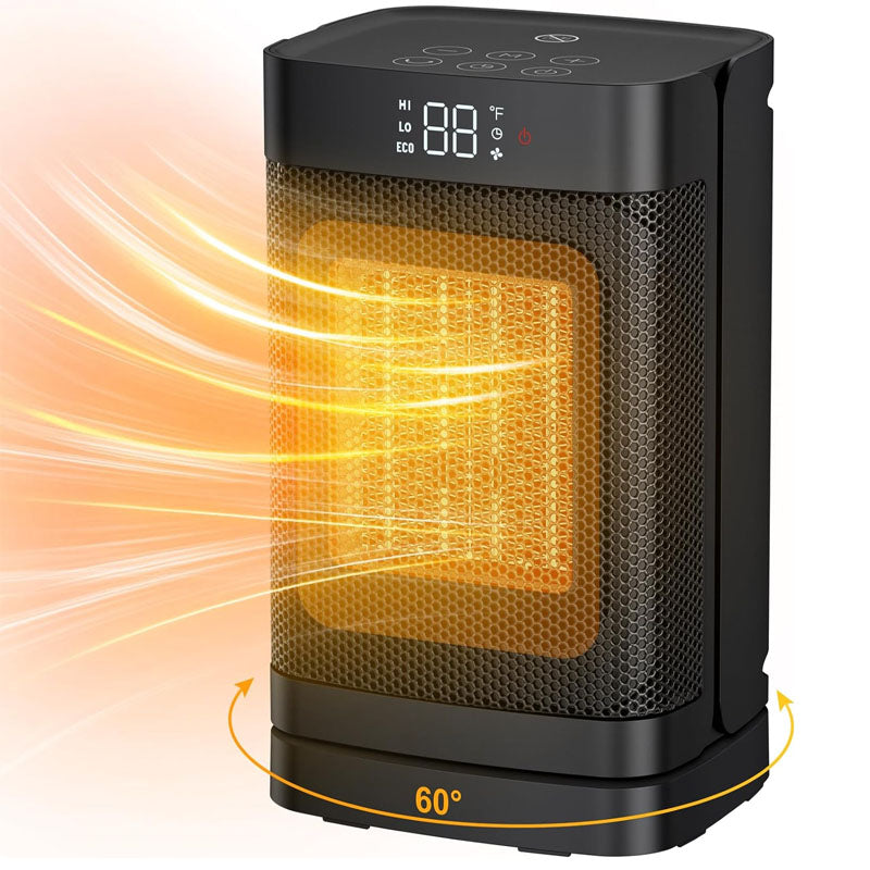 10 inch Electric Space Heater 1500W Portable Heater 60°Oscillating 4 Modes 12h Timer Space Heater Indoor with Thermostat