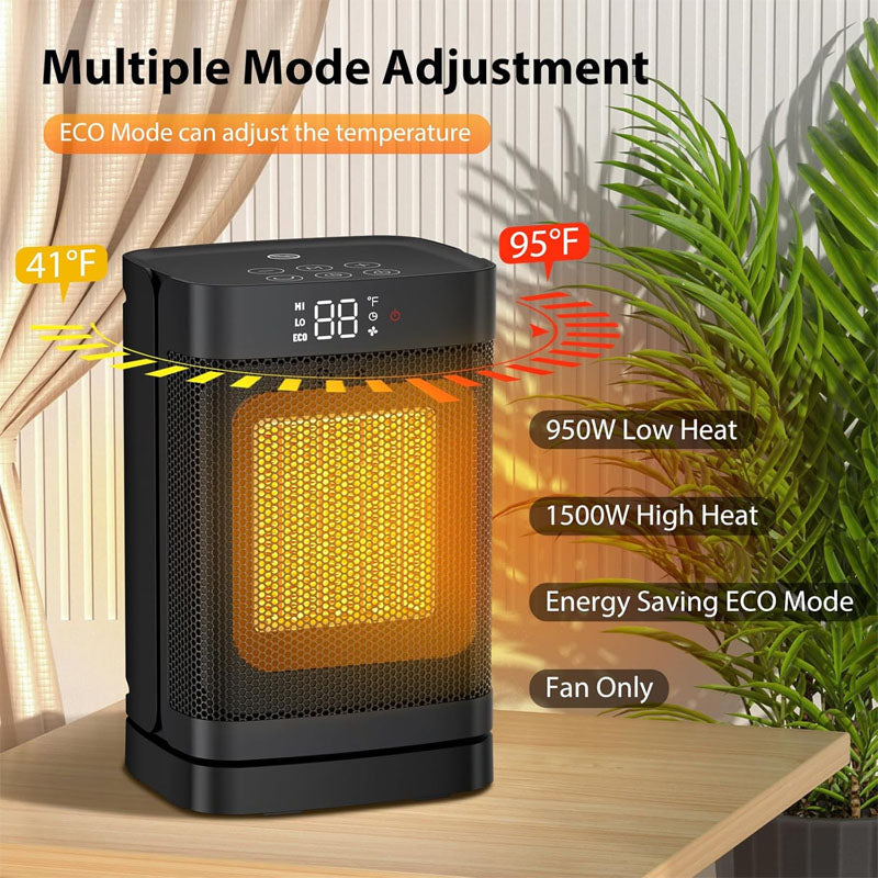 10 inch Electric Space Heater 1500W Portable Heater 60°Oscillating 4 Modes 12h Timer Space Heater Indoor with Thermostat